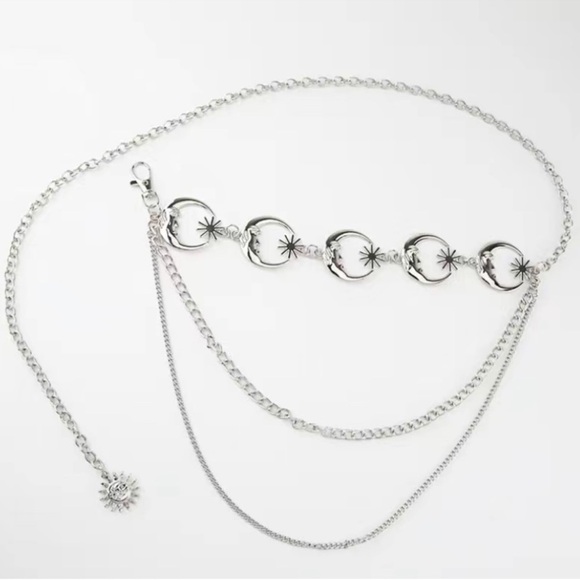 Silver Moon Sun Celestial Chain Belt